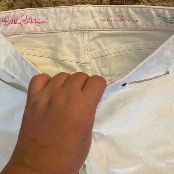 Lilly Pulitzer Women's Cream Jeans Size 6 Minn Low Straight Leg Denim - Picture 4 of 5